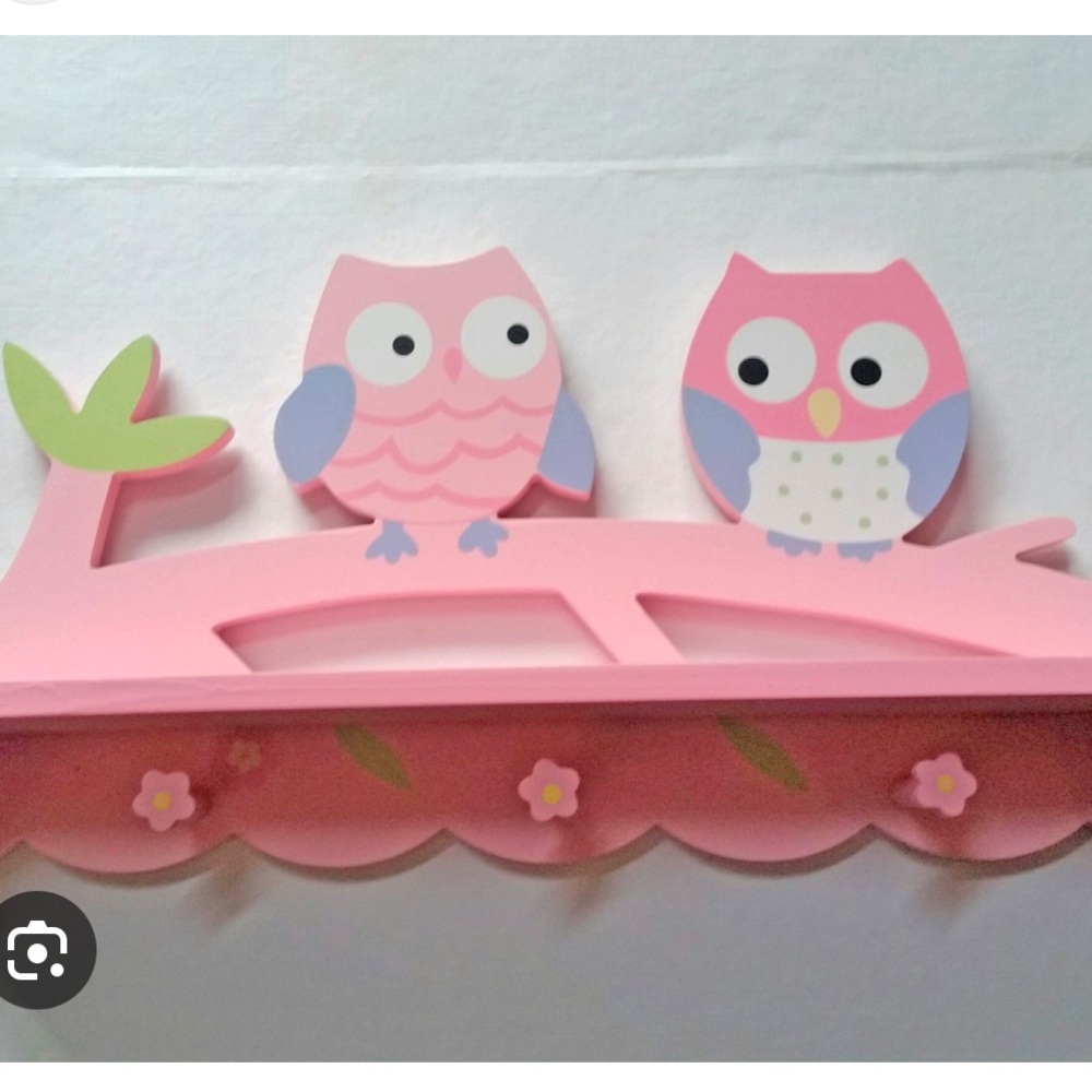 Creative concepts pink owl shelf wood wall mounted girls room decor